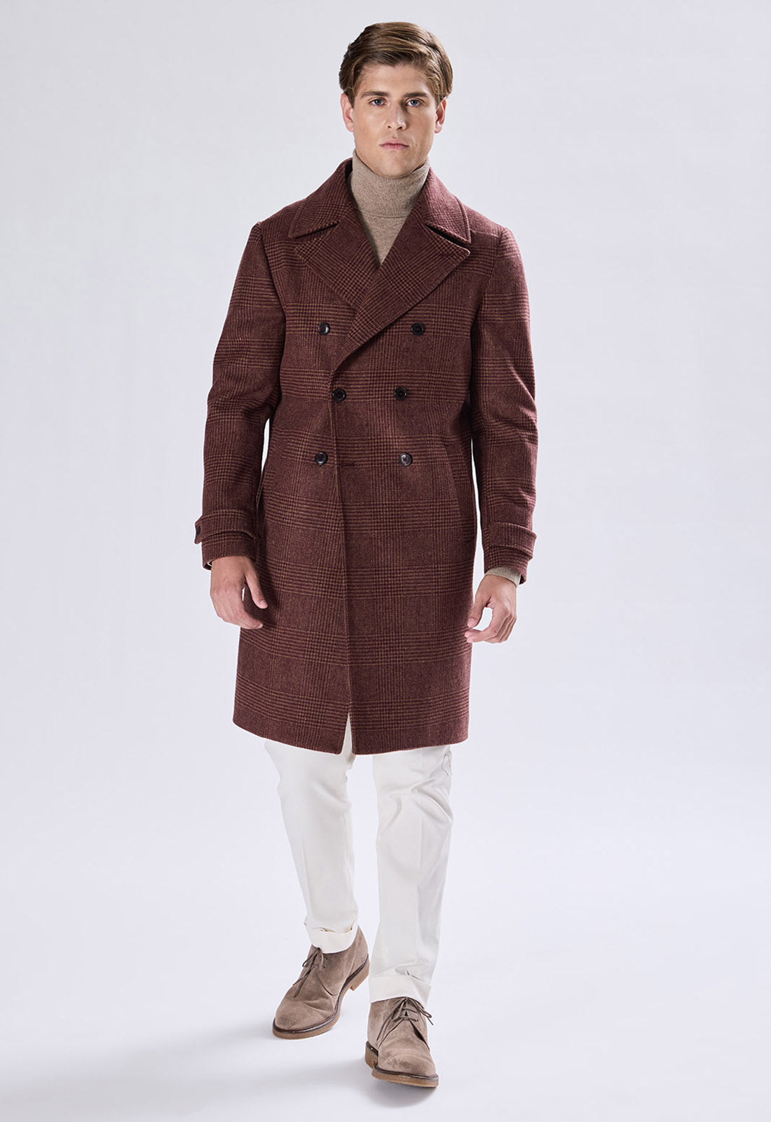 Double-breasted Check Coat