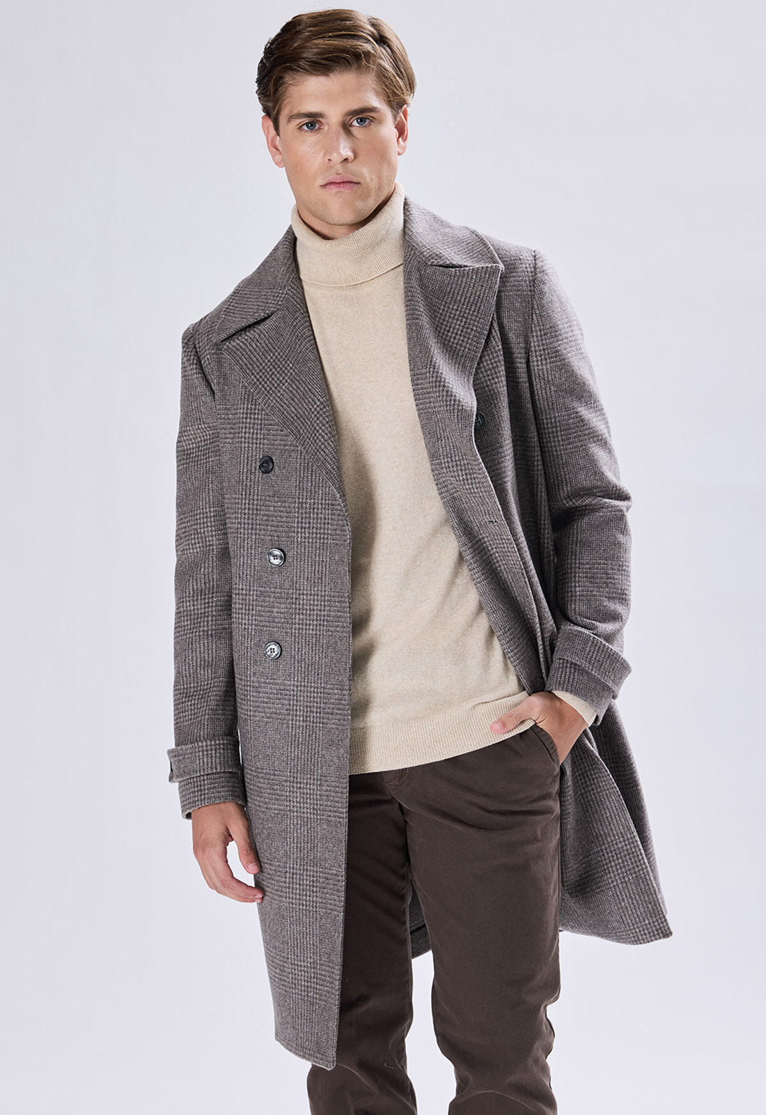 Double-breasted Check Coat