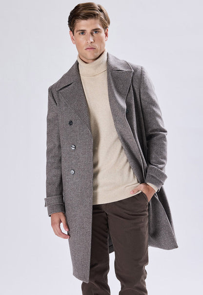 Double-breasted Check Coat