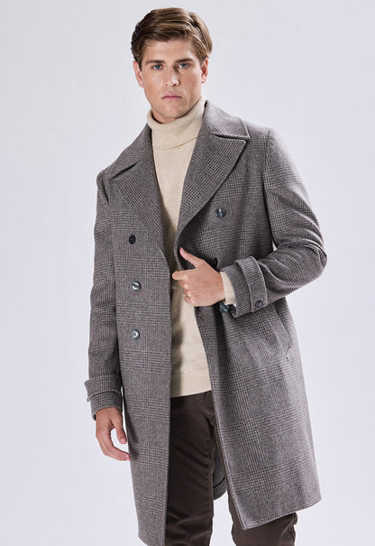 Double-breasted Check Coat
